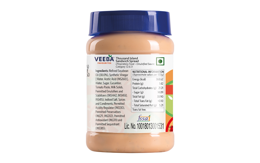 Veeba Thousand Island Sandwich Spread   Plastic Jar  280 grams